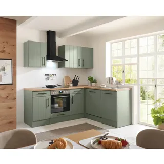 Respekta Winkelküche L-Form 220 cm Grün