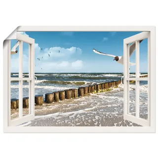 Wandbild ARTLAND "Fensterblick - Ostsee", weiß (farbe bild(er): weiß), B:70cm H:50cm, Bilder, als Leinwandbild, Poster in verschied. Größen