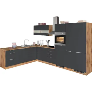kochstation Winkelküche L-Form 240 cm grau