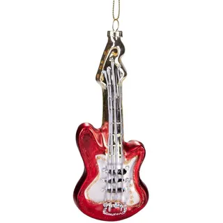 Brubaker Gitarre Rot - Handbemalte Weihnachtskugel aus Glas - Mundgeblasener Christbaumschmuck Figuren lustig Deko Anhänger Baumkugel - ca. 15 cm