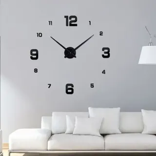 Große, Geräuschlose 3d-wanduhr, Modernes Design, Rahmenlos, Minimalistisch, Aus Metall Mit Ablösbarem Kleber, Diy-riesen-digitaluhr Mit Flügeln Für Das Wohnzimmer, Schwarz