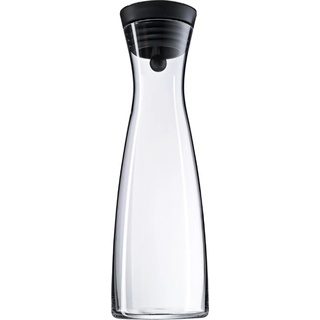 WMF Wasserkaraffe 1l Glaskaraffe Karaffe Basic Kippdeckel schwarz, Serviergefässe, Transparent