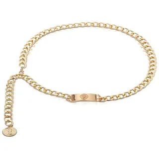 LumiSyne Mode Kettengürtel Für Damen Vintage Löwenstatue Gürtelschnalle Porträt Anhänger Einstellbarer Längen Gold Metallgürtel Geschnitzte Taillenkette Hüftgurt Kleid Gürtel Körperkette - A