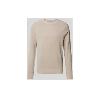 Strickpullover mit gerippten Abschlüssen, Offwhite, XXL