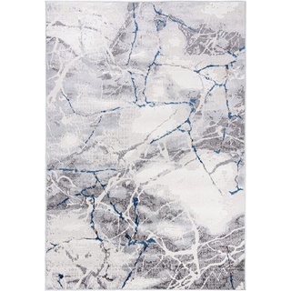 Teppich DY-PORTLAND-ABSTRACT, Mazovia, 200x200, Abstraktes, Vintage, Kurzflor, Gemustert blau|grau 200x200