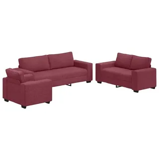 vidaXL Couch Stoff 3-Sitzer Weinrot