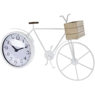 Wellhome Well Home Tischuhr, Fahrrad-Design, Metall, Weiß, 33,5 x 8 x 23,5 cm