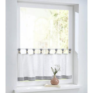Scheibengardine Cottage Panneau, Kutti, Schlaufen (1 St), halbtransparent, Kurzgardine Karo, Baumwolle, Schlaufen grau|weiß 120 cm x 50 cm