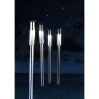 GLOBO Solarleuchte Edelstahl 5x70x5 cm 1xLED weiß/silber
