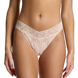 hanky panky Original Rise Thong - Tanga, Unterwäschen Damen Baumwolle Normalschnitt, Lingerie Slip Damen aus Stretch-Spitze, Unterhosen Signature Lace, Color Vanilla - One Size - Einheitsgröße
