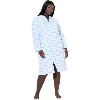 Ulla Popken Damen große Größen Übergrößen Plus Size Bademantel, Frottee, Streifen, 2-Wege-Zipper blau 66+ 821543700-66+ - 66-68