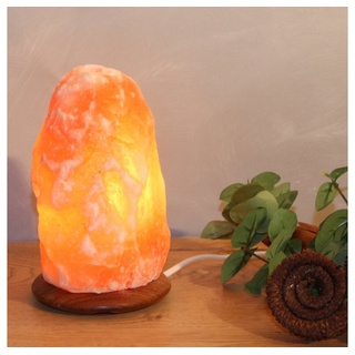 HIMALAYA SALT DREAMS Salzkristall-Tischlampe Rock, Leuchtmittel wechselbar, Warmweiß, Handgefertigt - jeder Stein ein Unikat, H: ca.18 cm, ca. 2-3kg orange