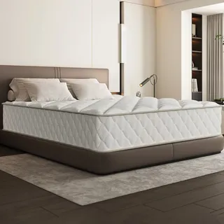 GTIMEX 7-Zonen-Federkernmatratze mit Spannbettlaken, 100 x 200 cm, 22 cm hoch, Härtegrad H3, atmungsaktiv, rückentragend, orthopädisch