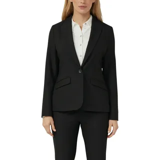 Jackenblazer S.OLIVER BLACK LABEL, Damen, Gr. 40, schwarz, Web, Obermaterial: 62% Polyester, 33% Viskose, 5% Elasthan. Futter: 100% Polyester, unifarben, tailliert hüftbedeckend, V-Ausschnitt, Blazer, mit 1-Knopf-Verschluss und Viskose-Stretch