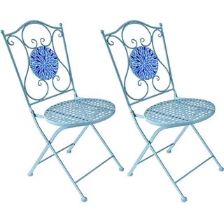 Hti-Living Gartenstuhl 2er-Set Gartenstuhl 39 x 53 x 92,5 cm blau 2 St.
