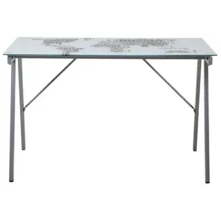 Möbilia Schreibtisch, BxLxH: 113 x 58 x 73 cm, Glas/Metall - grau