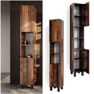 Vicco Hochschrank Badschrank Badezimmerschrank Fynn Old Style Badmöbel 190 x 30
