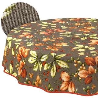 ANRO Tischdecke abwaschbar Herbst Rund 140 cm Braun