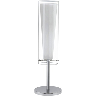 EGLO Tischlampe Pinto, 1 flammige Tischleuchte, Nachttischlampe aus Stahl, Farbe: Chrom, Glas: klar, opal matt, weiß, Fassung: E27, inkl. Schalter