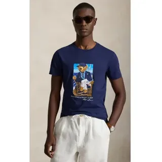 Polo Ralph Lauren für Herren. 710B21964001 Polo Bear Custom Slim Fit T-Shirt (M), Lässig, Baumwolle, Kurzarm, Marine