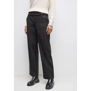 Stoffhose STREET ONE, Damen, Gr. 40, Länge 30, anthrazit melange, Stoff, 80% Polyester, 16% Viskose, 4% Elasthan, kariert, straight fit normal, Hosen Stoffhose, kariert