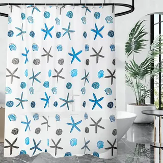 Whoiy Duschvorhang 300x200 Anti-Schimmel, Duschvorhänge Weiss Blau Transparent PEVA Wasserdicht Antibakteriell Vorhang für Dusche und Badewanne Extra Lang