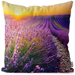 Kissenbezug, VOID (1 Stück), Landschaft Blumen Lavendel Blumenmuster Landschaft Flora Lavendelfeld bunt