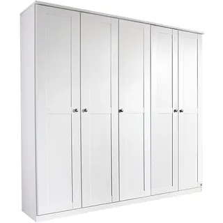 Rauch Möbel ROSENHEIM, Kleiderschrank, Farbe Weiß, Breite 226 cm | Schrank im Landhausstil, 5-türig, für Schlafzimmer, Kinderzimmer, Wohnzimmer, Garderobe, Flur