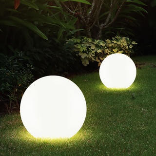ETC Shop 2er LED Solarleuchte Kugel weiß, H 62 cm