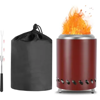CAMPORG Mini Feuerschale für den Garten 14cm ⊘ * 20cm H, Campingkocher für den Außenbereich die Ideal für BBQ oder Kochen, Tragbare Outdoor Feuerschale, Rot