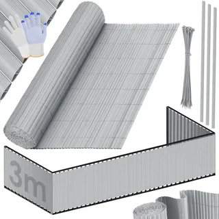 Kesser KESSER® PVC Sichtschutzmatte Sichtschutzzaun Balkonverkleidung Windschutz verstärkte Lamellen für Garten Balkon Terrasse Balkonumrandung inkl Kabelbindern, Abdeckung & Handschuhe