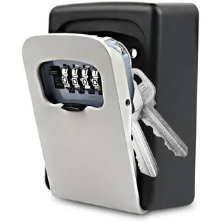 KEWUZY Schlüsseltresor Außen, Schlüsselbox mit Code, Schlüsselkasten mit Zahlencode, Schlüsseltresor Wandmontage, Schlüsselsafe 4 Stellig, Zinklegierung, Robust, Sicher, für Schlüssel Türkarte
