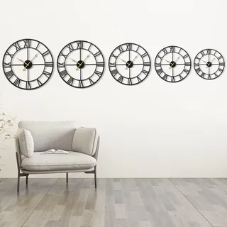 Trintion Vintage-Stil große Metall-Wanduhr mit römischen Ziffern - Silent Non-Ticking Industrial Design Uhr für Wohnzimmer Schlafzimmer Küche Büro Dekor (35cm)