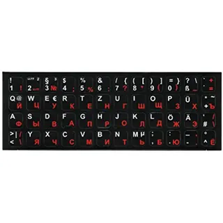 Russische Tastatur-Aufkleber für PC, Laptop, Computer-Tastaturen Tastaturen (schwarz Etiketten, rot/weiße Buchstaben) русские наклейки Russische Tastaturaufkleber
