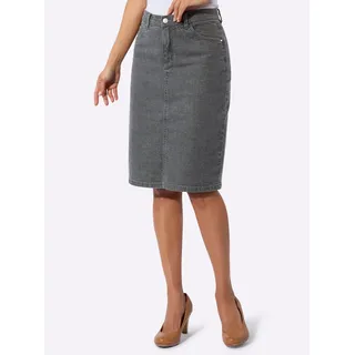 Jeansrock CASUAL LOOKS, Damen, Gr. 48, grau (grau, denim), 99% Baumwolle, 1% Elasthan, unifarben, kurz, Röcke Jeansrock