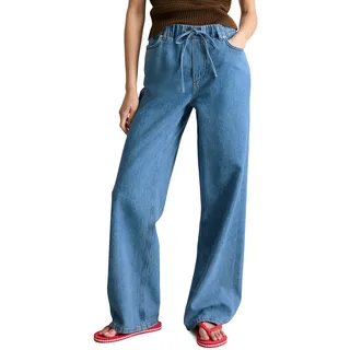 Marc O'Polo Weite Jeans MARC O'POLO DENIM "Model Tomm wide mit elastischem Bund", Damen, Gr. 28, Länge 30, blau (medium blau), Obermaterial: 100% Baumwolle, weit lang, Jeans