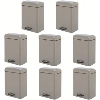 baliv Kosmetikeimer 8x 5 l Grau Metall Treteimer Soft-Close Bad WC Mülleimer