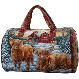 Hippie Van Quilted Duffle Bag – Boho Wochenendtasche - Bus Design Handliche Reisetasche Damen Weekender Sporttasche Handgepäck mit Stickerei für Urlaub & Party - Einheitsgröße