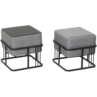 [en.casa] Hocker Tas 38 x 38 x 38 cm Hellgrau