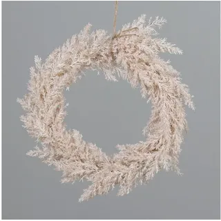 Kunstpflanze DPI Pampasgras-Kranz mit Hänger rose Ø 33 cm, DPI beige