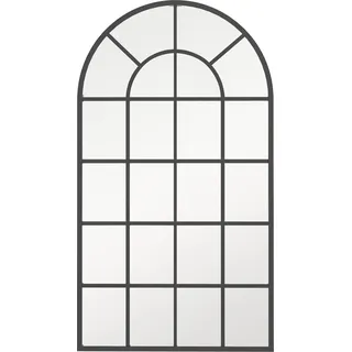 Dekospiegel Großer Spiegel, Fensteroptik, Bogenförmig, Inkl. Aufhängung. Schwarz + Spiegelglas