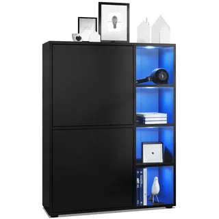 Vladon Highboard 79 x 105,5 x 35,5 cm Schwarz matt