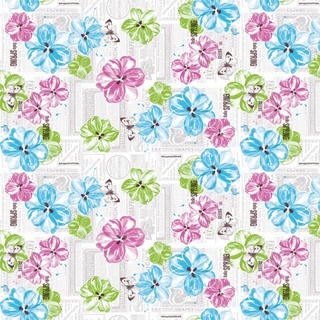Sovie HOME Tischdecke Hello Spring in pink-türkis aus Linclass® Airlaid 80 x 80 cm, 1 Stück - Frühling Blumen modern Schmetterling