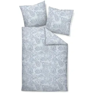 JANINE Cortina Paisley Baumwolle Blau/Grau 135 x 200 cm + 80 x 80 cm