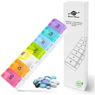 Smart-Planet Pillendose Pillendose 7 Tage– Seniorenfreundliche Medikamentenbox mit Wochentagen bunt
