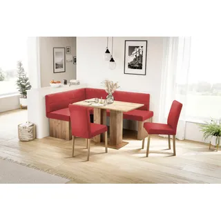 massivline & more  Anna 2 130 x 83 x 169 cm Kunstleder langer Schenkel rechts rot/eiche