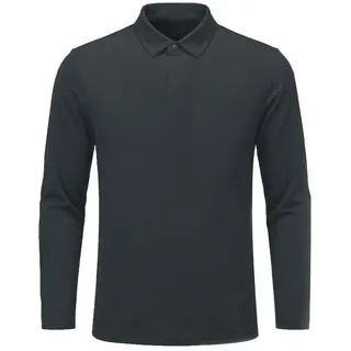 Allthemen Langarm-Poloshirt Langarm-Poloshirt mit Polokragen Herren Business-Stil grau S