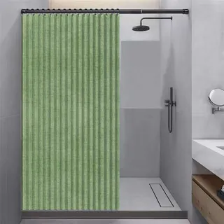 Momooda Faltbarer Duschvorhang Gewicht Anti Schimmel, Grün, 100x200cm | Wasserdichter aus Leinen mit Haken, Duschvorhang Magnet Spritzwassergeschützt