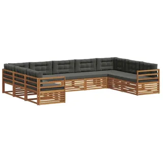 vidaXL Sofagarnitur 9-tlg. Natur/Anthrazit Massivholz Akazie