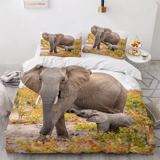 AOYNP Bettwäsche 200x200 Natur Tiere Elefanten Bettbezug 3D Druck Weiche Mikrofaser Bettwäsche Set für Erwachsene Bettbezüge mit ReißVerschluss und 2 Kissenbezug 80x80cm